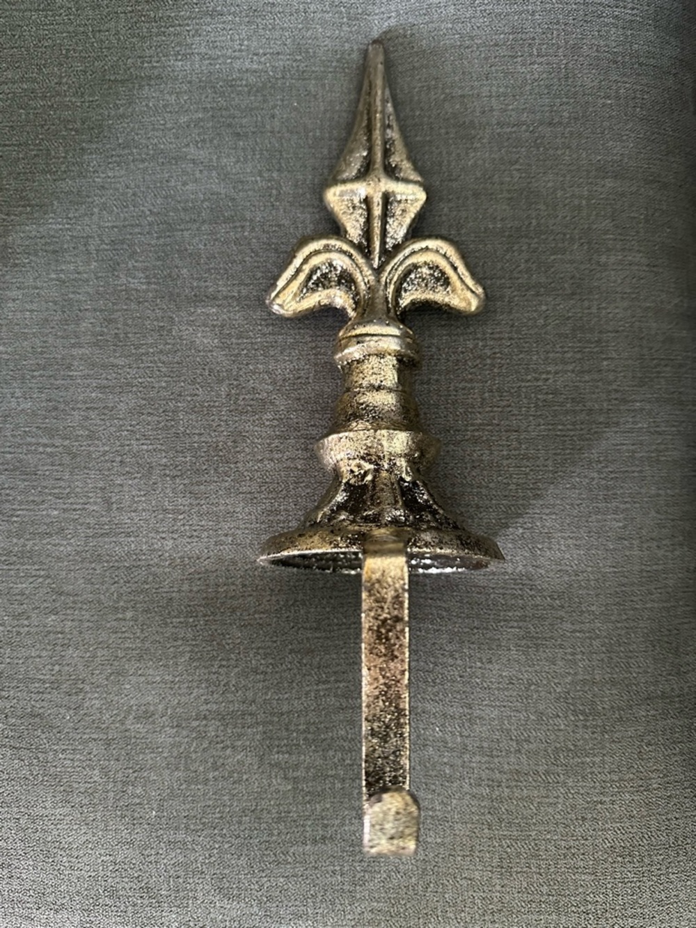 Fleur-de-Lis Decorative Wall Hook in Distressed Metallic Finish